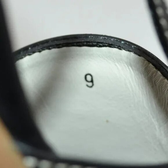 TOD'S Black Structured Minimalist Silver Metal Leather Slingback Kitten Heels 9 - Picture 15 of 15